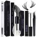 Qiveaory Individual Eyelashes Lash Bond and Seal Kit 4Pcs DIY Mascara with Waterproof Mascara Cluster Glue 72 Hours Fixation and Sealing Mascara Remover