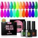 UR SUGAR Neon Gel Nail Polish Set 12 Colors Hot Pink Orange Yellow Green Blue Red Purple Neon Pastel Color Spring Summer Nail Polish Kit Fluorescent Gel Polish Set for Home DIY Manicure Nail Salon