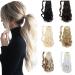 XBwig 18" 22" Wavy Straight Ponytail Extensions Unique Pocket in Hairpiece Wrap Around Long Hair Extensions for Women Girl Black Brown Blonde Medium Brown - Wavy 18 Inch(Pack of 1)