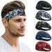 Beister Sports Headbands for Men Women (5 Pack) Moisture Wicking Sweat Band Elastic Wide Hair Bands Workout Sweatband Athletic Mens Headband for Running Cycling Basketball Gym Exercise Football Doodle Grey + Black and White + Sketch Green + Sketch Blue + 