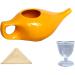 Ceramic Neti Pot Nasal Wash Cleansing Cup Set - Marigold Yellow with Eye Cup & Linen Face Wipe - Buy Online on GoSupps.com