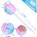VANZAVANZU Loofah Sponge Set | Long Handle Body Scrubber with Exfoliating Shower Sponge | Anti-Slip Design | White with Blue Pink Edge - Buy Online on GoSupps.com