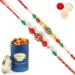 Ghasitaram Gifts Rakhi for Brother Rakhis Online - Set of 2 268 270 Fancy Rakhis with 100 GMS of Dryfruits Mix Can