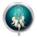 Pill Box Pill Case 3 Compartment Travel Pill Box White Dream Catcher Feather Printing Small Pill Box Portable Medicine Pill Case Pill Organizer for Purse & Pocket for Travel Handbag (Round)