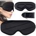 Sireck 3D Sleep Mask 100% Light Blocking Travel Sleep Eye Mask for Men Women 15MM Depth Zero Pressure Night Eye Cover for Yoga Nap Shift Work Includes Black Travel Pouch