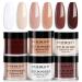 AZUREBEAUTY Dip Powder Nail Set  6 Pcs Nude Brown Series Skin Tones Dipping Powder Color French Nail Art Manicure DIY Salon Home Gifts for Women  No Need Nail Lamp Cured