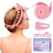 Lock winders curl up without heat improved 60 "Extra -long Heatless Curls Band curlers without heat overnight diy hair curler set hair band wave formers for medium long hair (pink) pink with forehead strap