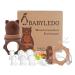 BABYLEDO Baby Fruit Pacifier with Teething Ring for Fruit and Vegetables from 6 Months Bears - Duet Brown