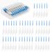 200 pieces of interdental brushes silicone tooth cleaning gaps with box silicone toothbrush for cleaning narrow interdental teeth to maintain oral health (blue)