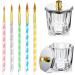 7 Pcs Nail Art Manicure Tool Kit 2 Nail Dappen Dish Acrylic Liquid Powder Crystal Cup Glass Bowl with Lid 5 Acrylic 3D Painting Drawing Nail Brush Pen for Acrylic Liquid Styling Tool