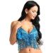 Dazzling Lake Blue Sequin Tassel Halter Crop Top for Women - Perfect for Belly Dance, Parties, and Club Wear - One Size - Buy Online on GoSupps.com