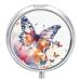 Pill Box Pill Case 3 Compartment Travel Pill Box Watercolor Butterfly Printing Small Pill Box Portable Medicine Pill Case Pill Organizer for Purse & Pocket for Travel Handbag (Round)