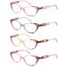 HEEYYOK 4 SPACK READ GLOCKS for women 4-pack Flower pattern Cat Eye Fashion Reader for women with spring hinges 4 mixed paint Ey002 2.5 diopters