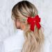 Niuhong 4 Pieces Large Bow Hair Clips Fabric Hair Bow Women Hair Clips Ponytail Holder Girls Bow Tie Hair Bows Clips Hair Bow Headband Velvet Bow Hair Clips Hair Band Red - Buy Online on GoSupps.com