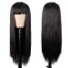 MapofBeauty 22 Women Long Straight Synthetic Wig with Flat Bangs - Heat Resistant Fiber for Party, Cosplay (Black) - Buy Online on GoSupps.com