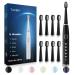 7am2m Sonic Electric Toothbrush for Adults and Kids- High Power Rechargeable Toothbrushes with 8 Brush Heads 5 Adjustable Modes Built-in 2-Minute Smart Timer 4 Hours Fast Charge for 75 Days(Black)