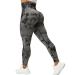 VOYJOY Tie Dye Seamless Leggings for Women High Waist Yoga Pants, Scrunch Butt Lifting Elastic Tights Black Gray Medium
