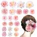 21 PCS Flower Hair Clips Rose Hair Clips Hair Barrettes for Women Flower Hair Accessories Boho Bride Claw Clip Hairpin Brooch Pin Headpiece for Girls Women (Pink)