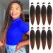 Leeven 16 Inch Pre Stretched Hair Extensions for Braiding 8 Packs Medium Auburn EZ Braiding Hair for Goddess Box Braids Crochet Hair /T30# 16 Inch (Pack of 8) T30