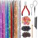 Hair Tinsel Kit, Fairy Hair Tinsel with Tools 48 Inch Hair Tinsel Heat Resistant Safe 12 Colors Glitter Tinsel Hair Extensions 3200 strands (12 Colors, 3200 Strands) 12 Colors 3200 Strands