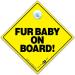 Fur Baby On Board Car Sign - High Visibility Yellow and Black Suction Cup Window Sign for Dogs - 14cm x 14cm x 2cm - Buy Online on GoSupps.com