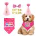 4 pieces set pet birthday party supplies dog triangle scarf birthday hat dog fly gold pink digital patch pet party celebration decorations small medium -sized large pets (pink)