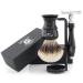 Haryali London Razor set - razor plane roof hair shaving brush shaving rack - double edge of the razor blades of razor planes - 3 partial razor planes set - black shaving brush set as gift set