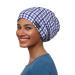 Elastic sleep caps with satin lining for frizzy hair breathable Blue White
