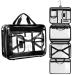 Hanging Toiletry Bag, Mofasvigi Clear Travel Toiletry Bag for Women, Waterproof Large Cosmetic Makeup Organizer Storage Bag for Accessories, Shampoo, Full-Size Container, Toiletries (With Hook) black clear