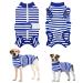 Eyein Dogebody after op breathable soft one-piece for dogs with zipper and belt to protect wounds e-neck band Alternative for pets (blue m) m blue-white