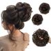 SARLA 2PCS Messy Hair Bun Hair Piece Small Scrunchies Synthetic Bun Hairpieces for Women Girls Updo Hair Extensions (Dark Brown) Dark Brown-2PCS