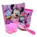 Minnie Mouse Bath Time Set Body Wash  Pink Bath Pouf  Hair Brush in Reusable Tote Bag Bundle of 4 items