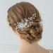 Bridal Wedding Hair Clip Comb Rhinestone Pearl Headpiece Silver Crystal Flower Hair Piece Wedding Hair Accessories for Women Girls Bride Bridesmaid # 3