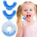 U-shaped toothbrush for children soft children's toothbrush for 360 -Grundic cleaning silicone-donut toothbrush for small children from 2 8 years (S blue) 1 piece (1 Pack)