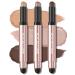 FOCALLURE 3 Pcs No Crease Eyeshadow Sticks Shimmer & Matte Eye Shadow Crayon Set with Blending Sponge Brush Smooth Texture Cream Eye Highlighter Pen Long Lasting Waterproof Eyeshadow Brightener Stick Makeup Back To Youth