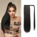 Oefei ponytail extension black long straight synthetic extensions braid Velcro fastener natural ponytail hair part for women-24 inch