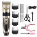 KiAKUO Pet Grooming Clipper Rechargeable Pet Dog Clippers Cordless Dog Grooming Clippers Low Noise with 4 Guide Combs and Clean Brush Nail Kits for Dogs and Other Pets