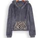 Bigfanshu Womens Sweaters Winter Warm Long Sleeve Stitching Leopard Plush Blouse Coat Sweater Gray - Buy Online on GoSupps.com