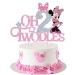Mouse Oh Twodles Cake Topper for Girls Pink Glitter Mouse Second 2nd Birthday Cake Topper with Pink Bows for Girls Birthday Party Decorations Supplies(Double-sided) Silver&pink (Silver&pink)