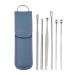 VOCOSTE 6Pcs Stainless Steel Ear Cleansing Tool Set Ear Cleaner Ear Care Set with Faux Leather Packaging Light Blue