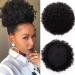 High Puff Afro Ponytail Drawstring Short Afro Kinky Pony Tail Clip in On Synthetic Curly Hair Bun Made of Kanecalon Fiber Puff Ponytail Wrap updo Hair Extensions Large Black