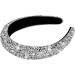 Sparkling Black Crystal Rhinestone Headband Hairband - Thick Style Silver | 90s Disco Hair Accessory for Women | Perfect Gift for Valentines & Birthdays - Buy Online on GoSupps.com