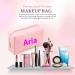 Personalized PU Leather Makeup Bag | Custom Gift for Women | Waterproof Toiletry Pouch for Mom | Pink Cosmetic Travel Bag - Buy Online on GoSupps.com