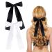 2 Pack Hair Bows for Girls and Women Large Bow Hair Clips Hair Barrette with Long Silky Satin Hair Accessories for Girls(Black White)