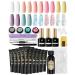 Poly Nail Gel Kit, Phoenixy 10 Colors Poly Extension Nail Gel Kit Poly Nail Gel Starter Set with Glossy & Matte Top Coat Basic Manicure Tools Gifts for Women Sweet Candy