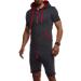 Leif Nelson men's short jumpsuit for summer short pants short-sleeved hooded LN8313 Large Anthracite-red