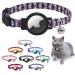 Mouyou Airtag cat neck band Airtag collar cat with bell safety clasp soft nylon cat collar with silicone airtail holder cover adjustable from 22-34cm black with nets pattern C1