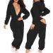 oelaio Women's Butt Button Back Flap Pajamas Functional Buttoned Flap Rompers Long Sleeve Bodycon Rompers Onesies Black Small - Buy Online on GoSupps.com