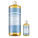 Dr. Bronner's Pure-Castile Liquid Soap  Baby Unscented Bundle. 32 oz. Bottle and 2 oz. Travel Bottle
