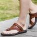 Men's Orthopedic Summer Flat Beach Slippers - Breathable PU, Toe Separate Design, Brown, Size 6.5 - Buy Online on GoSupps.com